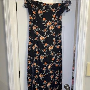 Double slit off the shoulder maxi floral dress